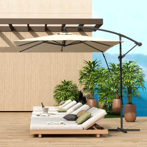Outsunny Parasol Excéntrico Verde 247 x 247 x 256 cm 1