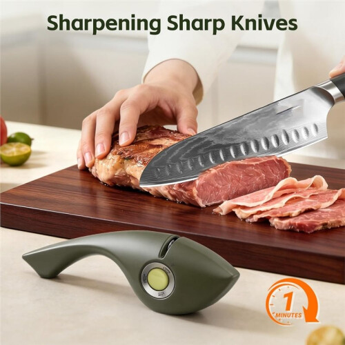 Knife Sharpener, 6 Adjustable Sharpening Angle, Coarse & Fine Knife Sharpener with Adjustable Angle Guide (Dark Green) 2