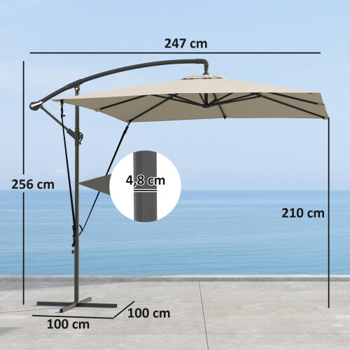 Outsunny Parasol Excéntrico Verde 247 x 247 x 256 cm 2