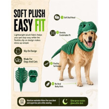 Dog Dinosaur Costume Plush Hood, 3D Dinosaur Bone Halloween Pet Hooded Outfit Clothes for Pet Cosplay Party Dress A