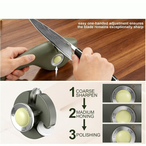 Knife Sharpener, 6 Adjustable Sharpening Angle, Coarse & Fine Knife Sharpener with Adjustable Angle Guide (Dark Green) 2