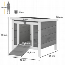 Conejera de Madera Gris 51 x 42 x 43 cm