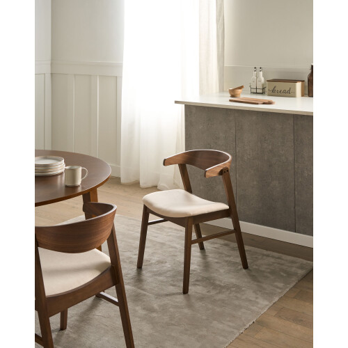 Beliani Set of 2 Dining Chairs LILLY Fabric Brown/ Off-White 1