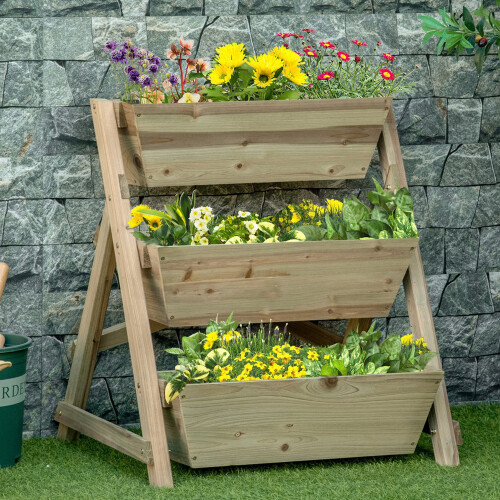 Outsunny Jardinera de Escalera Marrón 71 x 61 x 77 cm 1
