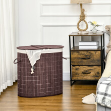 HOMCOM 100L Bamboo Laundry Basket with Lid, Washing Basket, Brown