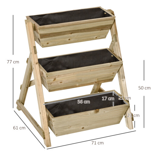 Outsunny Jardinera de Escalera Marrón 71 x 61 x 77 cm 2