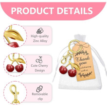Keychains Bulk Charm Accessories for Women Purse Cherries Keyring Wedding Gift with Cards Bags