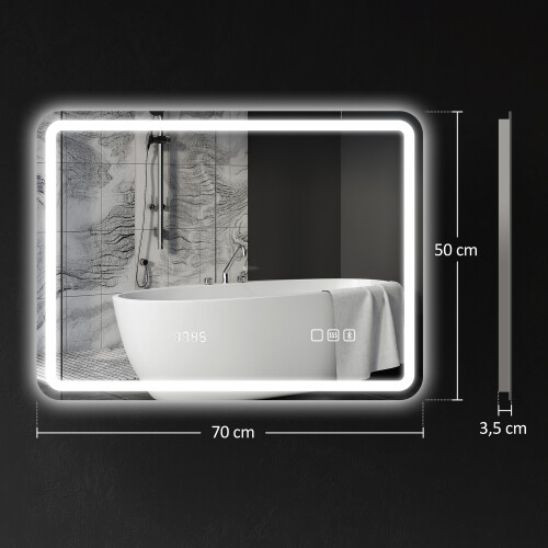 Homcom Espejo de Baño Gris 70 x 3.5 x 50 cm 2
