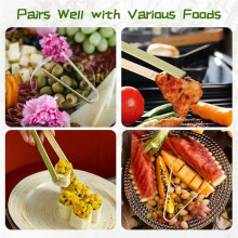 240 Pcs Bamboo Tongs 4 Inch Disposable Wooden Toaster Tongs Small Tongs Charcuterie Serving Cooking Utensils