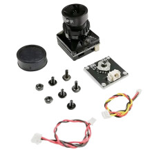 Telecamera FPV 1/3 CMOS 1500TVL con Obiettivo 2.1mm 5V-30V PAL/NTSC con OSD Interno Regolabile per Drone da Corsa FPV RC Nera