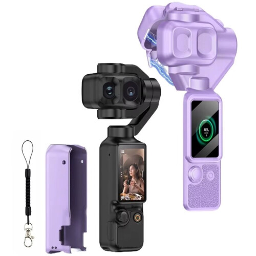 Magnetic Full Body Protective Case Kit for  Pocket 4 Pro Anti-Scratch Lens Cover Gimbal Camera Protector Shell Puple
