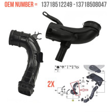 2 Stück Auto-Luftansaugrohr-Schlauch-Set 13718512014 13718508047 für 5 F10 F11 518d 520d 525d N47N 13718512249 13718512014