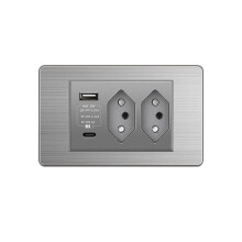 Brazilian Standard Socket Light Socket Wall Power Socket Dual USB Type-C 10A Fast Charge 20W /Off 2 BR Socket