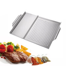 Grillkorg Grilltopp med Hål, Barbecue Grillbricka Grillpannor för Utomhusgrill, Grillwok Grillkök