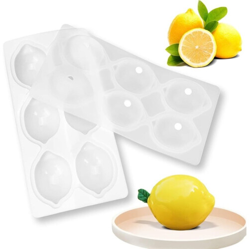 6-Cavity Lemon Silicone Mold, 3D Fruit Shape Baking Mold - Non-Stick Easy Release for Mousse Cake Chocolate (Lemon) 1