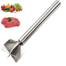 Presse à Viande, en Acier Inoxydable, Outil de Hachage de Viande Hachée à 6 Lames avec Long Manche, Presseur Déchireur pour Pommes de Terre et
