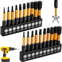 20Stuks Impact Hex Hoofd Hex Sleutel Boor Bit 1/4in Schroevendraaier S2 Staal Schroef Verlengadapter Beveiligingsmagnetische Tips