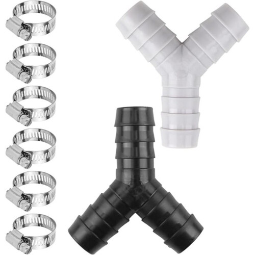 1set Universal Y-Type Washing Machine Hose Diverter, Plastic T-Connect with Hose Clamp, Suitable for Kitchens