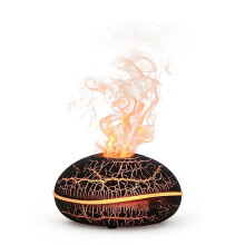 Diffuseur D'Aromathérapie Soucoupe Volante Humidificateur D'Air Crépitant Humidificateur à Brume Fraîche Ultrasonique 7 Couleurs LED Flamme