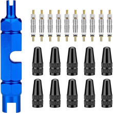 1set French Valve Core Bicycle Set, 21 Pieces, Includes Valve Core Removal Tool, French Valve Cores, and Valve Caps