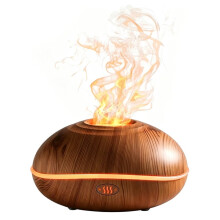 Diffuseur D'Aromathérapie en Forme de Soucoupe Volante, Humidificateur D'Air à Grain de Bois, Humidificateur à Ultrasons à Brume Fraîche, LED 7