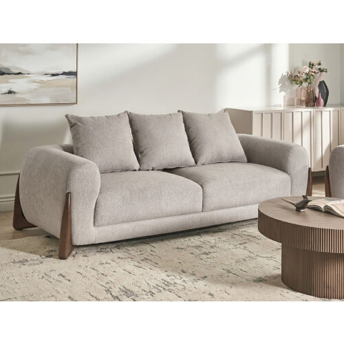 Beliani Sofa 3 Seater VINLIDEN Taupe 1