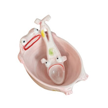 Funny Frog Bowl with Leaping Frog Spoon - Hand-Painted Ceramic Soup Bowl, Cute Candy Jar & Kitchen Decor Gift