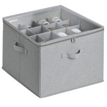 Shoe Storage Organizer, Adjustable Dividers, Foldable, Clear Lid, Fits Sneakers, Sandals, for Closet, Entryway Grey