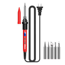 ANENG Electronic Repair Welding Tools Soldering Iron Kit,Digital Display,Temperature Control,Extra 5pcs Tips Red-US Plug