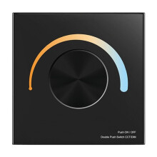 Rotary Paneeldimmer Wandschakelaar voor Dubbele Kleur, CCT LED Strip Controle Zwart