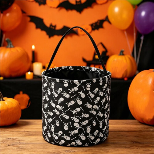 Cesta de Decoração de Halloween - Cesta de Abóbora de Corda de ALgodão para Doces, Presentes e Diversão Sazonal C