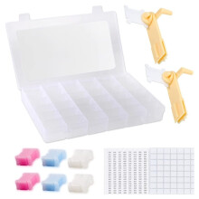 Embroidery Floss Organizer Box Tools - Bobbin Winder, 1 Removable 36 Compartments with 120 Floss Bobbins and Stickers