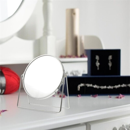 Double-Sided Makeup Mirror with 3X Magnification and Elegant Design for Vanity Use 2