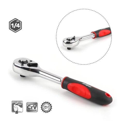 HI-SPEC 1/4 Inch Socket Wrench Multi-Function Ratchet Spanner for Car Motorcycle Repair Hand Tool 1