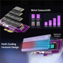 PCIe 5.0 Naar M.2 NVMe Uitbreidingskaart met Koel Heatsink 128Gbps M.2 SSD Naar PCIE NVME Adapterkaart voor PCIe X4/X8/X16 Slot