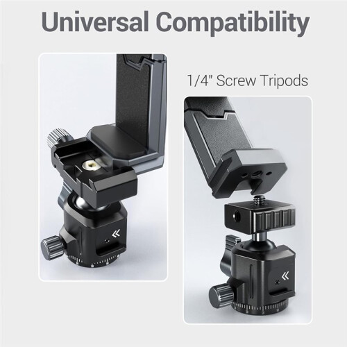 Aluminum Phone Mount for Tripod, Adjustable Phone Tripod Mount with Cold Shoe Quick Release Plate,Universal Adjustable 2