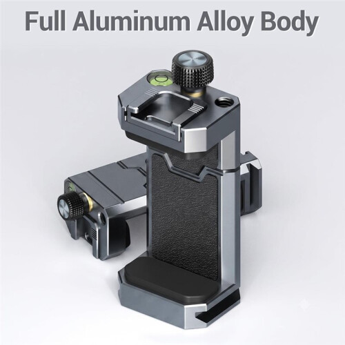 Aluminum Phone Mount for Tripod, Adjustable Phone Tripod Mount with Cold Shoe Quick Release Plate,Universal Adjustable
