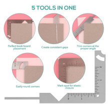 Guide de Couverture de Livre en 3 Pièces, Outil de Reliure 5 en 1 en Acier Inoxydable pour la Création D'Albums de Scrapbooking et de Livres