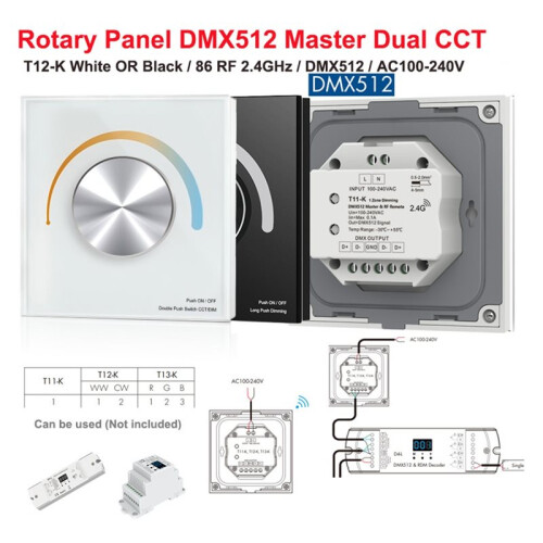 Rotary Panel Dimming Wall  for Dual Color, CCT LED Strip Control Black 2