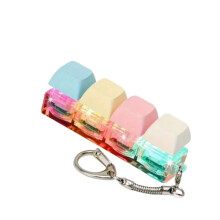 Keyboard Clicker 4 Keys DIY Sensory Fidget Keyring Keycaps Fidget Keyborad Button Finger Stress Relief A