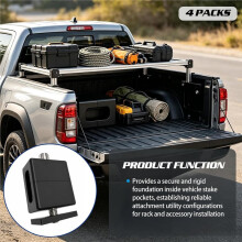 4-Pack Truck Bed Stake Pocket Mounting Kit Base Hardware, Rigid Tie Down Plates for Most Pickup Trucks
