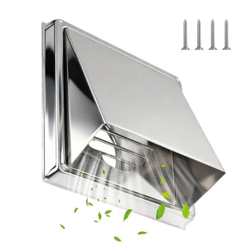 Sistemas de Ventilação de 4 Polegadas Grade Quadrada de Duto de Ar em Aço Inoxidável com Tela para Saída de Ventilador 100mm Saída de Ar 1