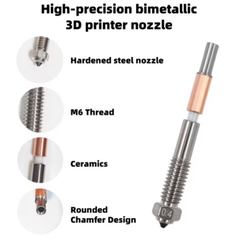 3PCS Bimetal Nozzle for QIDI Q2 Q2c 0.2/0.4mm Ceramic Quick Removal Nozzle Insulation Integration for 3D Printer A 2