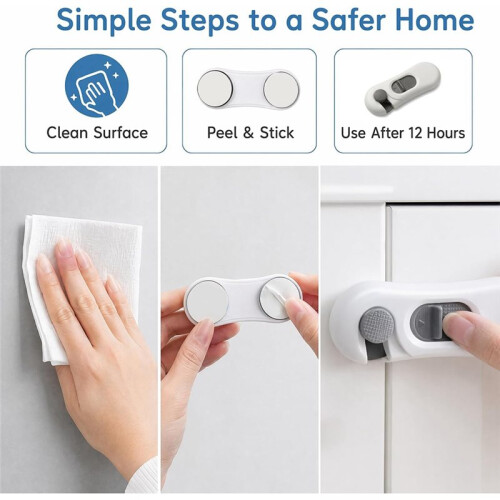 5 Pack Child Proof Refrigerator Lock, Strong Fridge Locks for Kids with Adhesive, No Tools Need or Drill 1