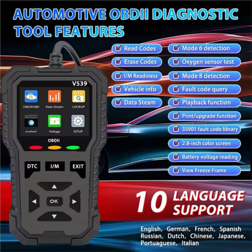V539 Professional OBD2 Scanner - Read/Clear Codes, Live Data Stream No Battery Needed Universal Car Diagnostic Tool 2
