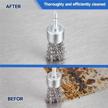 24pcs 1 Inch Stainless Steel Wire Cup Brushes for Drill - 1/4" Hex Shank, Rust Removal & Paint Cleaner for Grinder