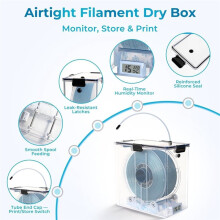 Contenedor de Filamento para Impresora 3D, Caja Seca Hermética para Sellado y Protección, A Prueba de Agua y Polvo, Cortador de Tubos