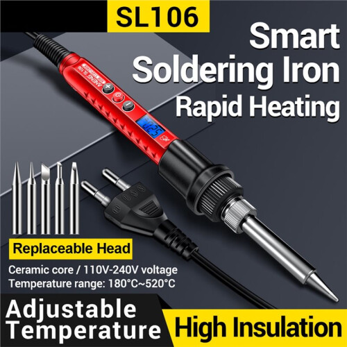 ANENG Electronic Repair Welding Tools Soldering Iron Kit,Digital Display,Temperature Control,with 5 Tips Black-EU Plug 1