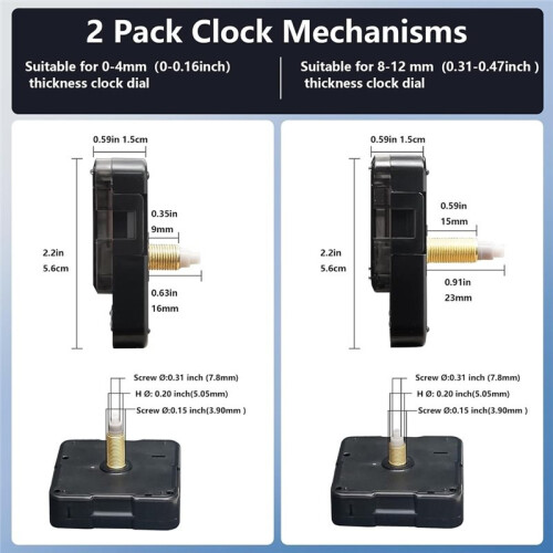 2PCS Quartz Clock Mechanism Replacement Kit, 5 Pairs Clock Hands(16/23mm) for DIY Clock Repair  Projects 2