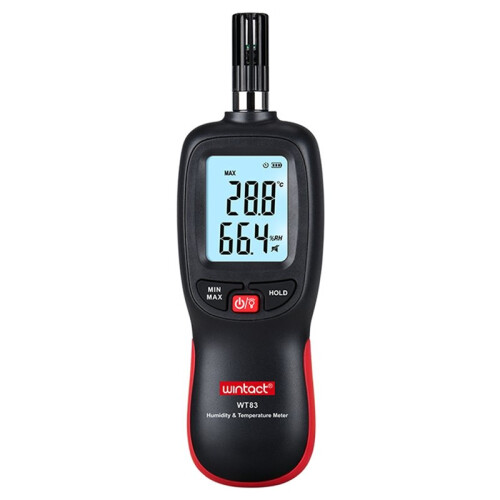WINTACT Digital Psychrometer & Temperature Humidity Meter Measures Dew Point, Wet Bulb, and Moisture. LCD Backlight.